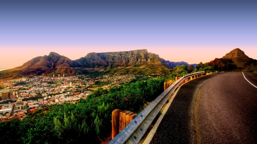 Table Mountains seen from Signal Hill in Cape Town, South Africa.